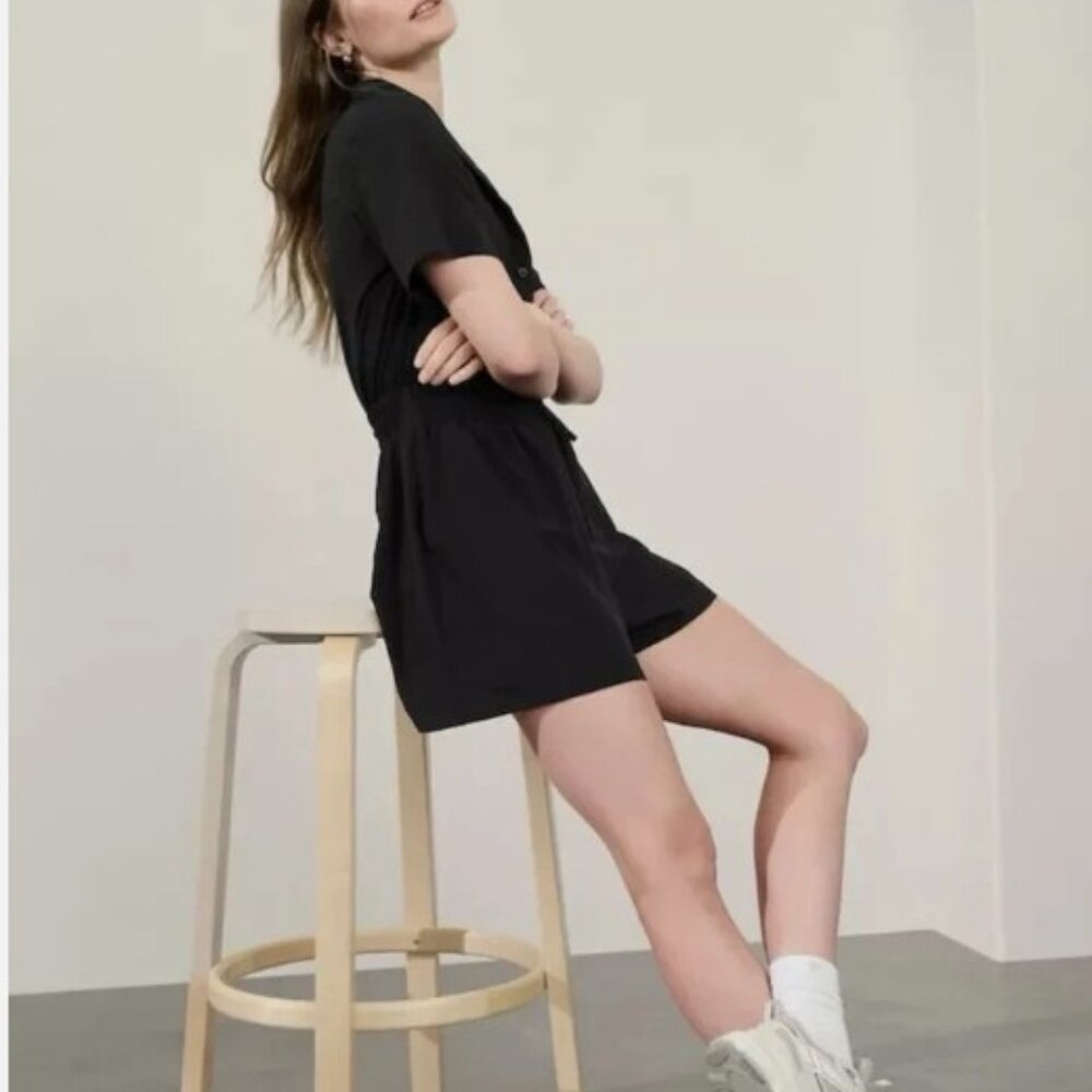 Athleta Black Short Sleeve Romper